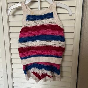 Old Navy Crocheted Striped Knit Halter Top and Shorts Set for Baby, 6-12 Months